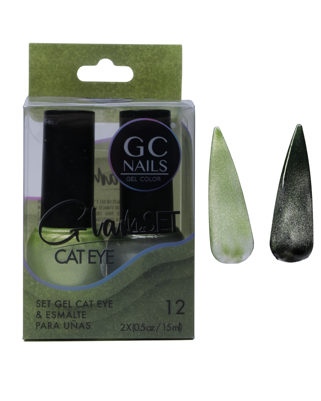 SET GEL CAT EYE Y ESMALTE GC NAILS - 16 VARIANTES