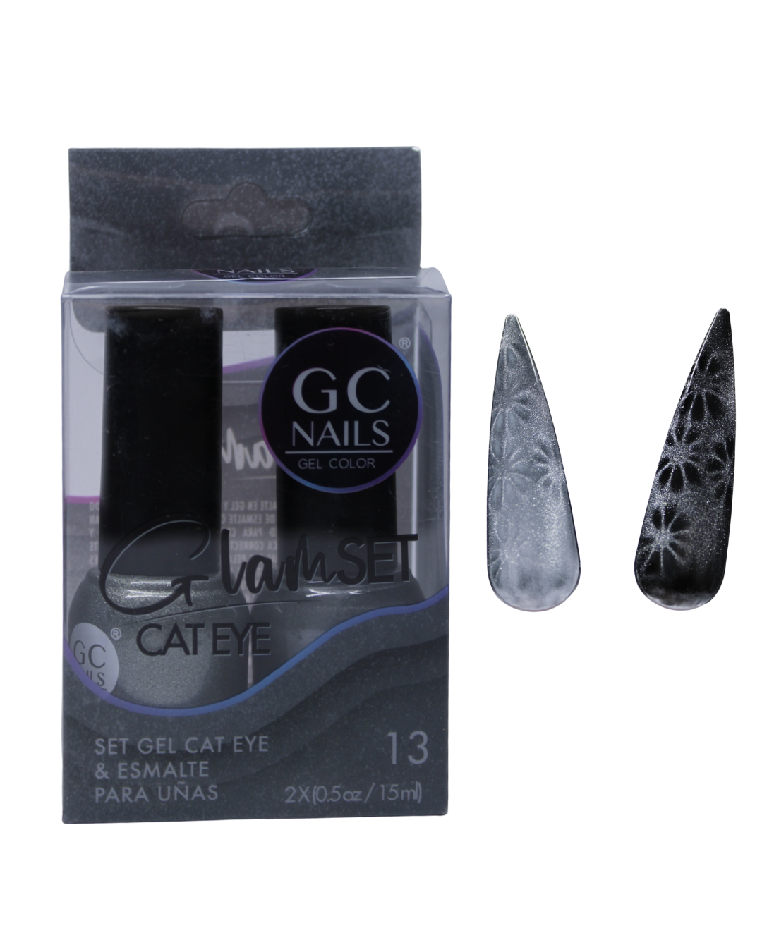 SET GEL CAT EYE Y ESMALTE GC NAILS - 16 VARIANTES