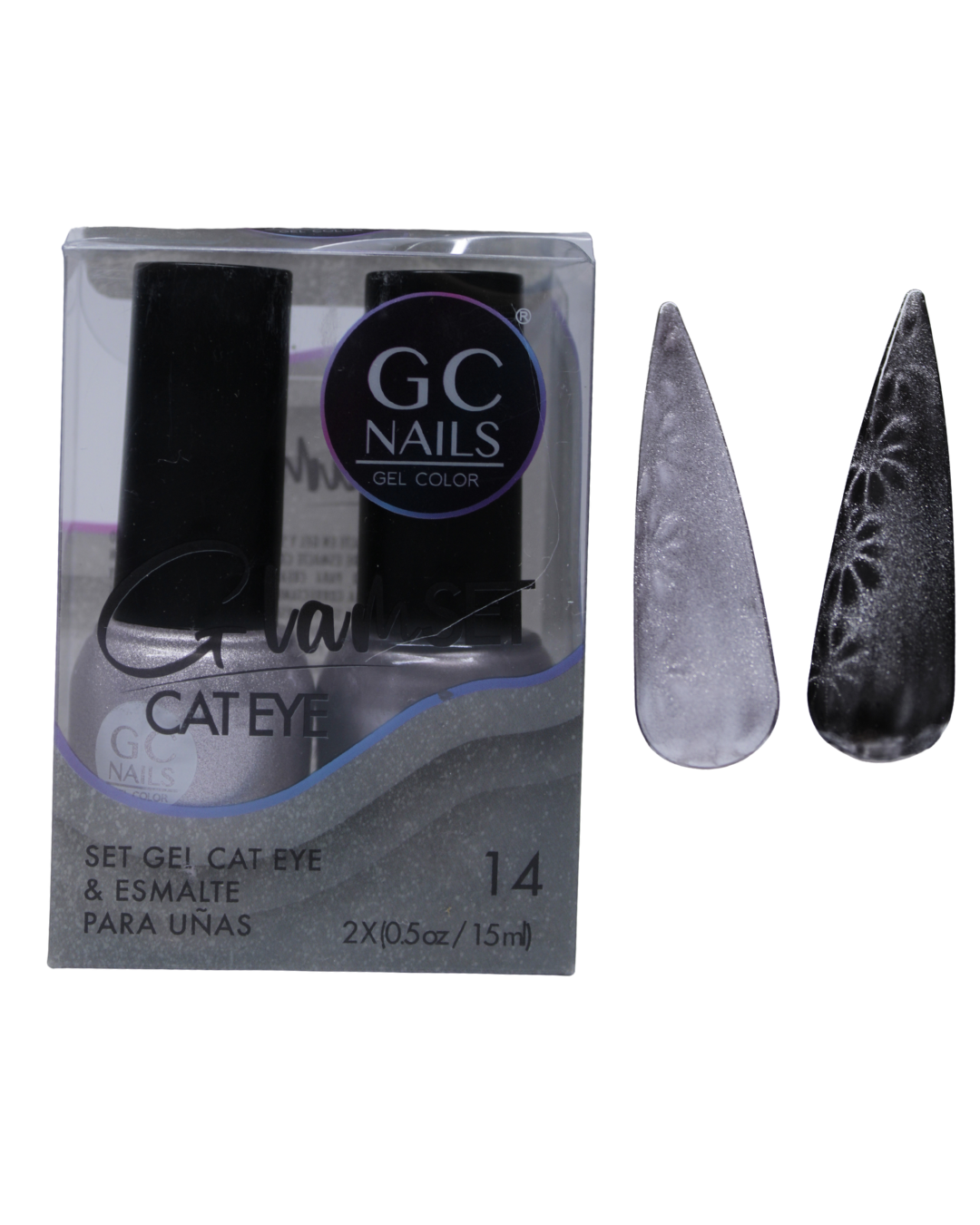 SET GEL CAT EYE Y ESMALTE GC NAILS - 16 VARIANTES