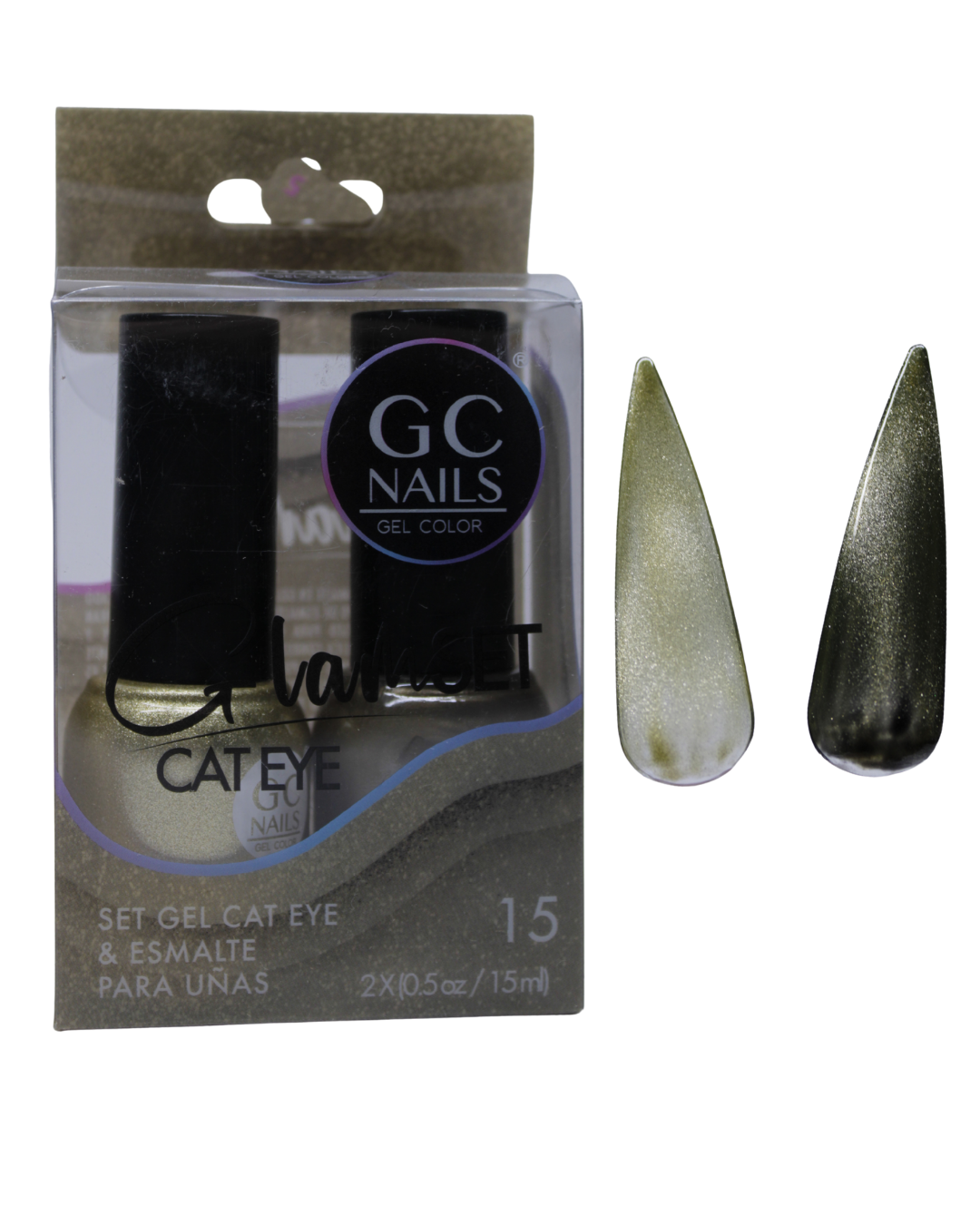 SET GEL CAT EYE Y ESMALTE GC NAILS - 16 VARIANTES