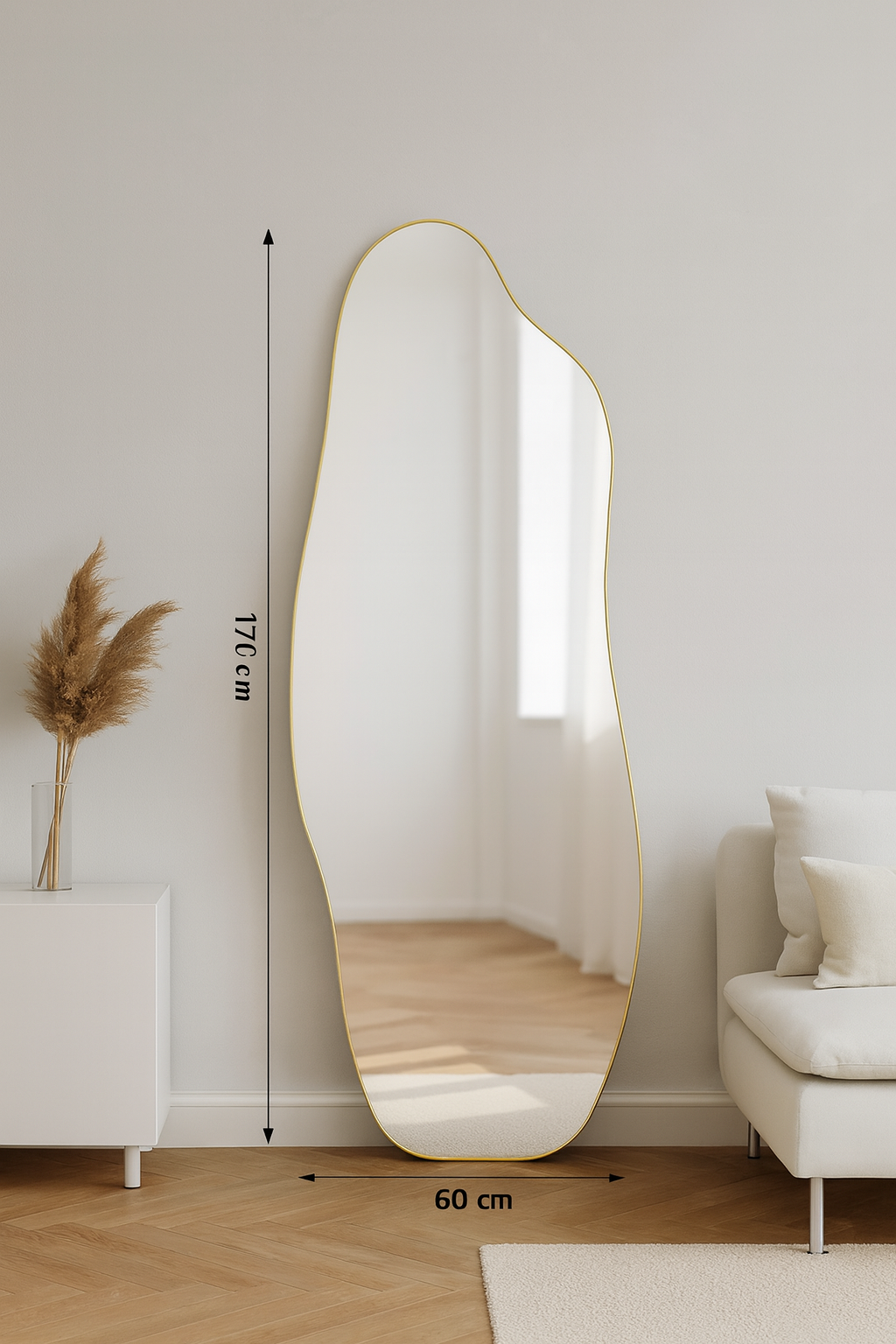 ESPEJO MINIMALISTA CURBO 1.60X60 D3-8210-5 DORADO Y NEGRO