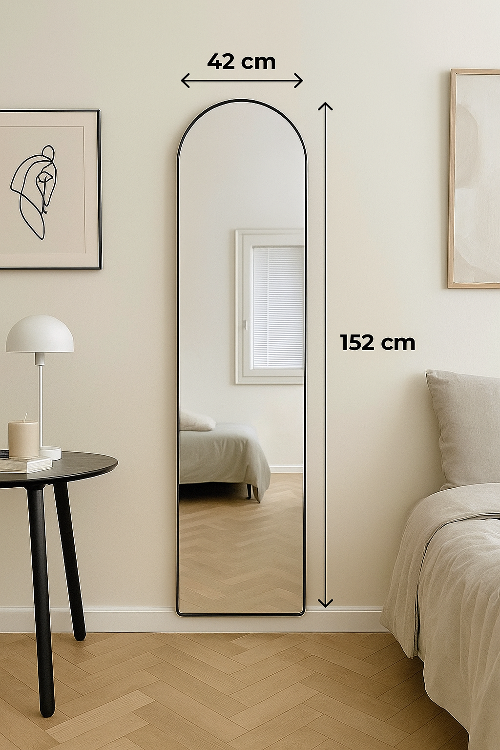ESPEJO CUERPO COMPLETO NEGRO/BLANCO KM003 42X152 CM