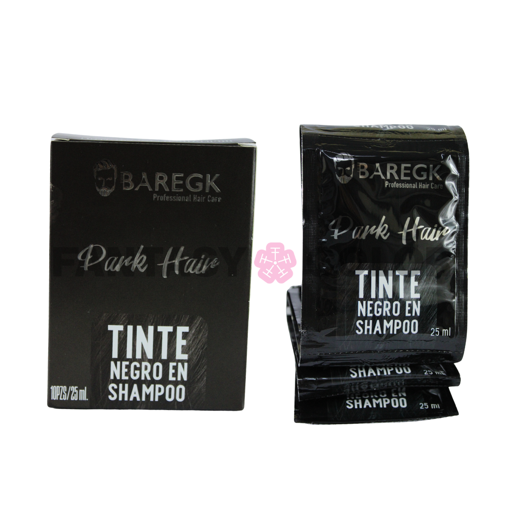 Tinte negro en shampoo BAREGK  CAJA CON 10 piezas
